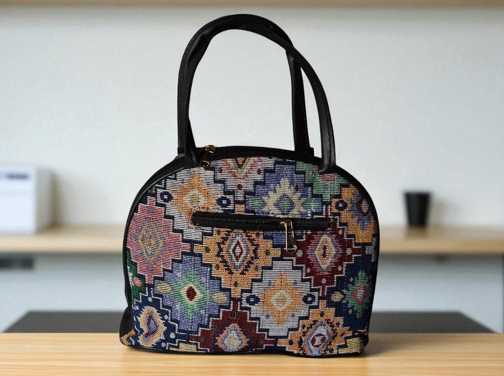 Ethnic Printed Handbag for Women | Designer Ladies Purse with Zip Closure