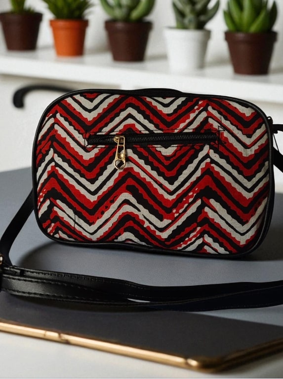 Stylish Red Ikkat Sling Bags for Women – Trendy & Spacious
