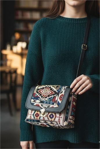 Ethnic Woven Design Sling Bag for Women | Stylish Boho Crossbody Bag | Trending Tribal Pattern Shoulder Bag | Casual Daily Use Messenger Bag