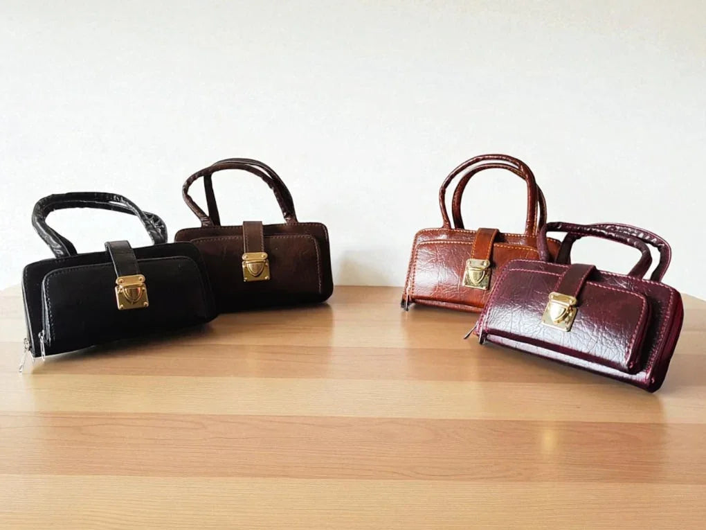 Stylish Maroon PU Leather Handbag for Women – Mini Top Handle Office & Casual Bag-Ledies hand bags-NONO & LULI-NONO & LULI