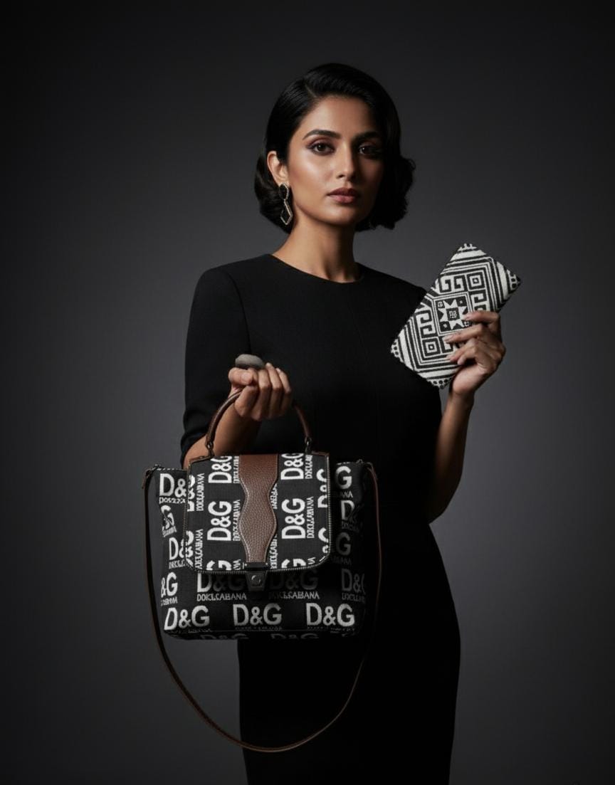 Stylish Logo Print Handbag & Geometric Clutch Combo for Women | Trendy Shoulder Bag with Matching Wallet Set | Meesho Exclusive