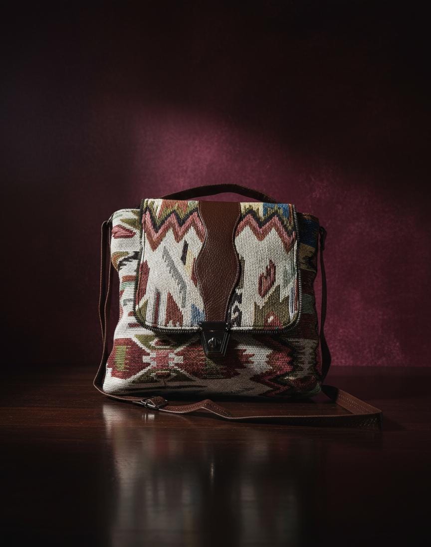 Trendy Black & White Logo Style Shoulder Bag with Geometric Clutch Combo | Designer Look Canvas Sling Bag Set (Pack of 2)