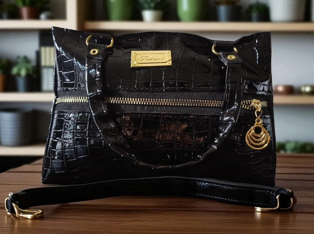 Premium PU Leather Croc-Texture Handbag for Women – Stylish Office & Casual