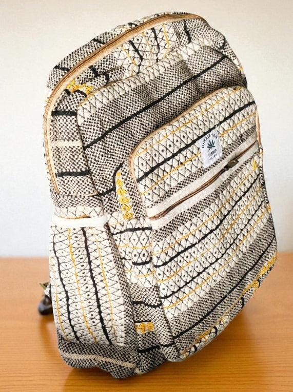 Tribal Print Hemp Backpack for Men & Women | Stylish Eco-Friendly School, Travel Bag & Laptop Bag