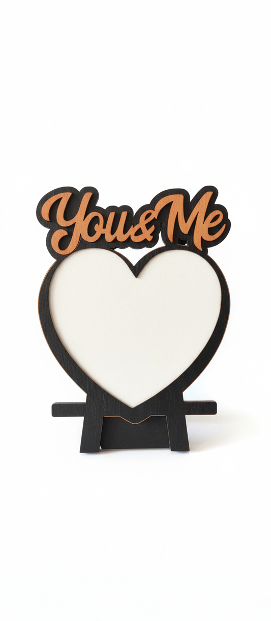 Custom Wooden "You & Me" Picture Frame - Romantic Gift for Two