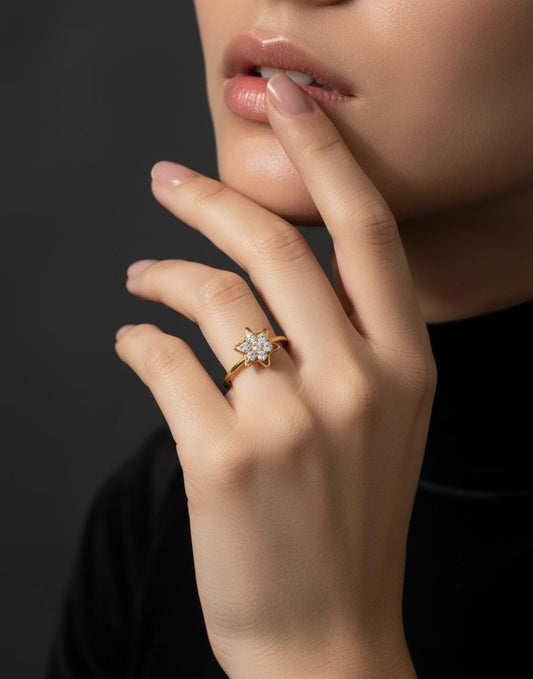 Dainty Diamond Star Ring | Gold Celestial Cluster Ring