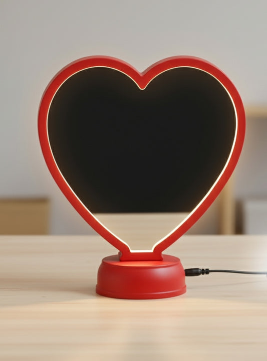 RED Magic Mirror Photo Frame - Personalized Heart-Shaped LED Photo Frame for Couples & Gifts