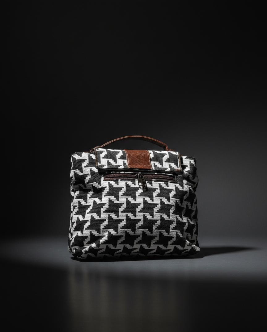 Trendy Black & White Houndstooth Sling Bag for Women | Premium Fabric Crossbody Shoulder Bag | Stylish Designer Handbag for Daily Use-Sling Bag-NONO & LULI-NONO & LULI