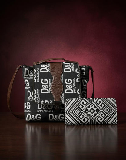Stylish Logo Print Handbag & Geometric Clutch Combo for Women | Trendy Shoulder Bag with Matching Wallet Set | Meesho Exclusive
