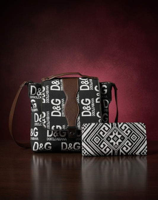 Stylish Logo Print Handbag & Geometric Clutch Combo for Women | Trendy Shoulder Bag with Matching Wallet Set | Meesho Exclusive