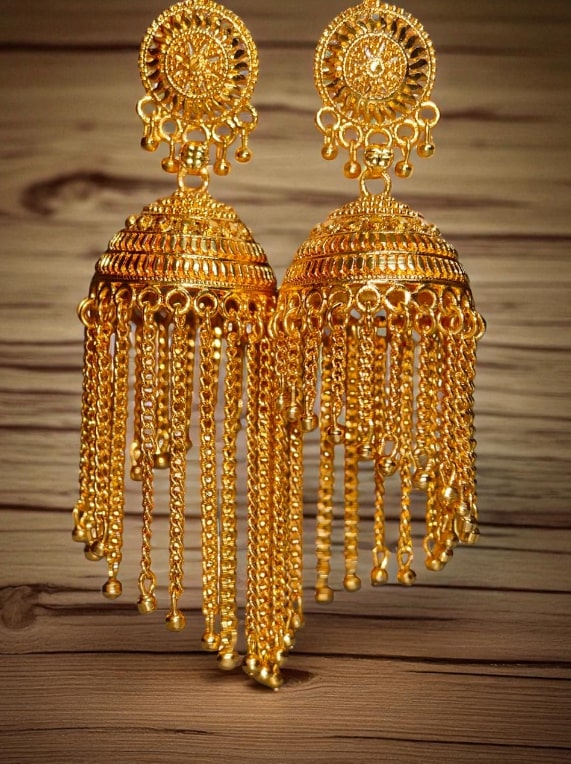 Traditional Gold Plated Jhumka Earrings for Women & Girls – Ethnic Long Hanging Jhumki Jewellery