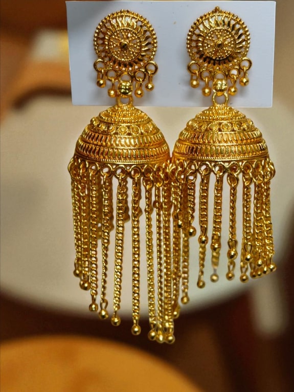 Traditional Gold Plated Jhumka Earrings for Women & Girls – Ethnic Long Hanging Jhumki Jewellery