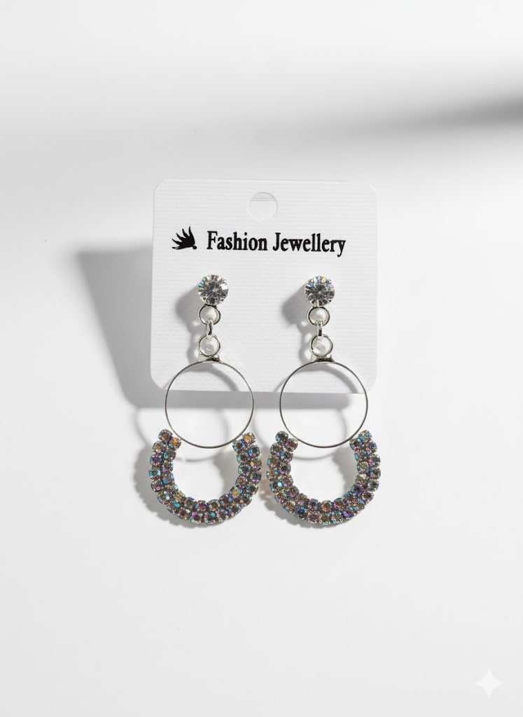 Elegant Crystal Hoop Drop Earrings for Women | Fashion Jewellery Party & Daily Wear-Jewellery-NONO & LULI-NONO & LULI
