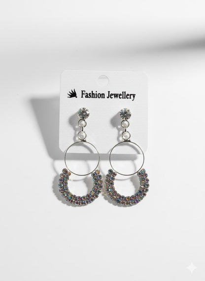 Elegant Crystal Hoop Drop Earrings for Women | Fashion Jewellery Party & Daily Wear-Jewellery-NONO & LULI-NONO & LULI