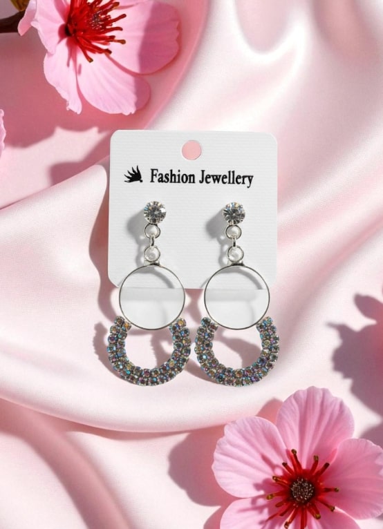 Elegant Crystal Hoop Drop Earrings for Women | Fashion Jewellery Party & Daily Wear-Jewellery-NONO & LULI-NONO & LULI