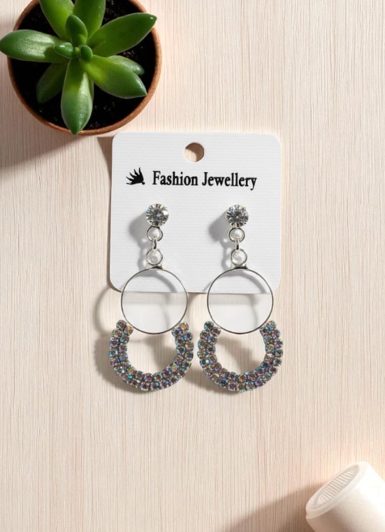 Elegant Crystal Hoop Drop Earrings for Women | Fashion Jewellery Party & Daily Wear-Jewellery-NONO & LULI-NONO & LULI