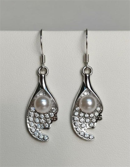 Elegant Pearl & Crystal Drop Earrings for Women | Silver Plated Fashion Jewellery-Jewellery-NONO & LULI-NONO & LULI