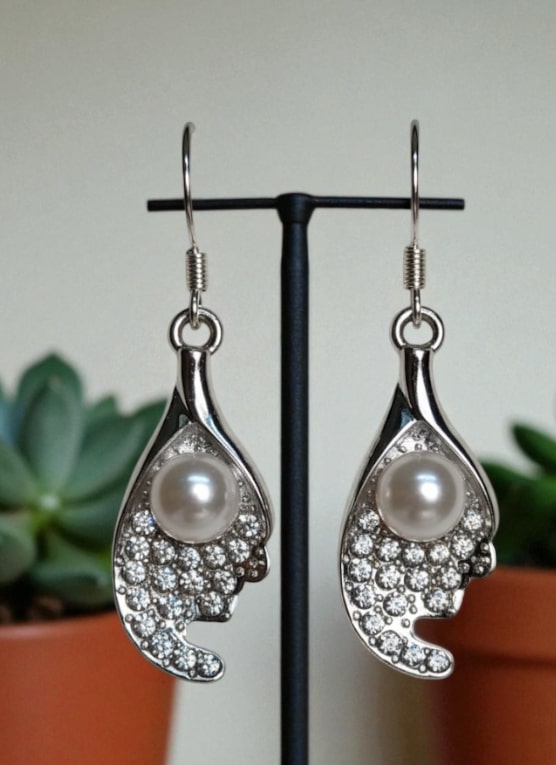 Elegant Pearl & Crystal Drop Earrings for Women | Silver Plated Fashion Jewellery-Jewellery-NONO & LULI-NONO & LULI