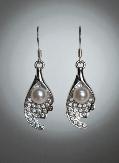 Elegant Pearl & Crystal Drop Earrings for Women | Silver Plated Fashion Jewellery-Jewellery-NONO & LULI-NONO & LULI