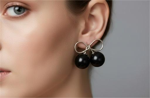 Stylish Bow Design Black Pearl Drop Earrings | Fashion Jewelry for Women & Girls  Description