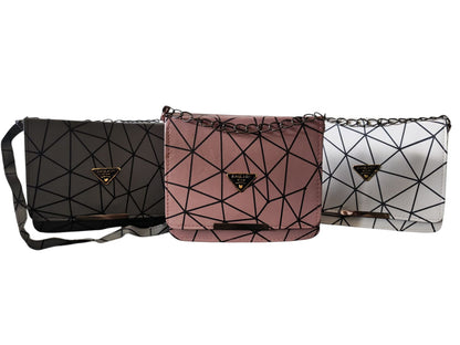 Trendy Geometric Pattern Pink PU Leather Sling Bags for Women & Girls – Stylish Crossbody Shoulder Bag
