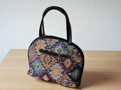 Ethnic Printed Handbag for Women | Designer Ladies Purse with Zip Closure