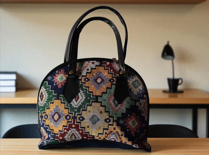 Ethnic Printed Handbag for Women | Designer Ladies Purse with Zip Closure