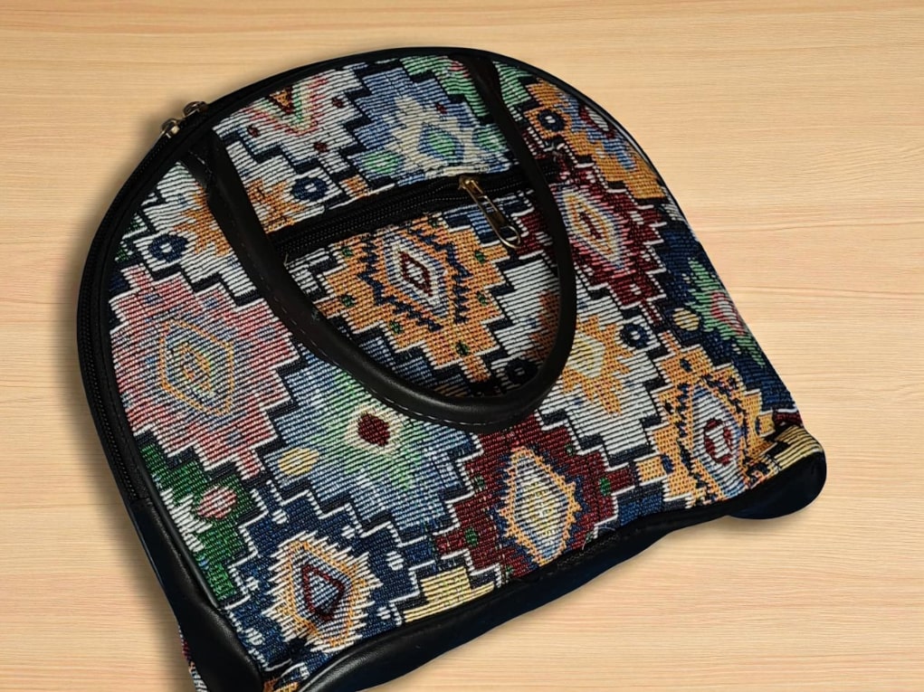 Ethnic Printed Handbag for Women | Designer Ladies Purse with Zip Closure