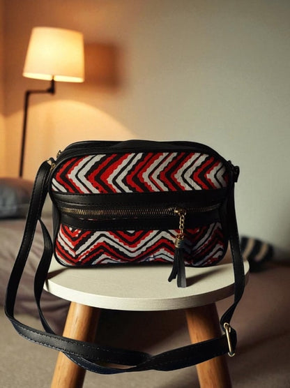 Stylish Red Ikkat Sling Bags for Women – Trendy & Spacious