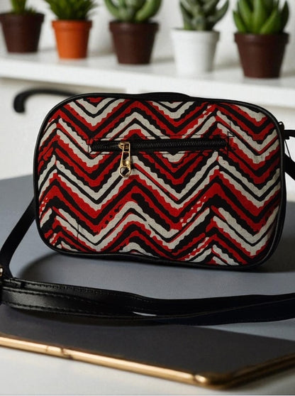 Stylish Red Ikkat Sling Bags for Women – Trendy & Spacious
