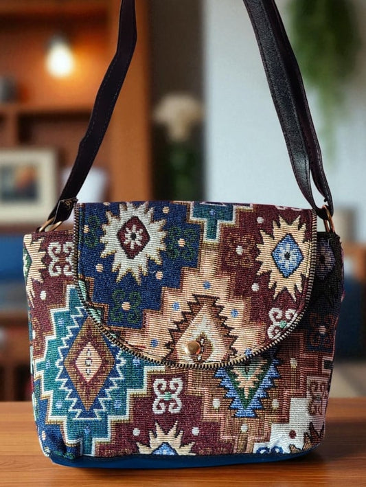 Vibrant Tapestry Sling Bag for Women | Ethnic Boho Crossbody Purse