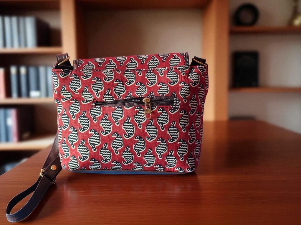 Stylish Maroon Ethnic Print Sling Bag | Women's Designer Crossbody Purse