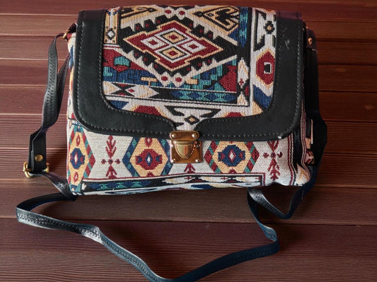 Ethnic Woven Design Sling Bag for Women | Stylish Boho Crossbody Bag | Trending Tribal Pattern Shoulder Bag | Casual Daily Use Messenger Bag