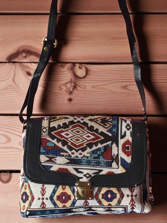 Ethnic Woven Design Sling Bag for Women | Stylish Boho Crossbody Bag | Trending Tribal Pattern Shoulder Bag | Casual Daily Use Messenger Bag