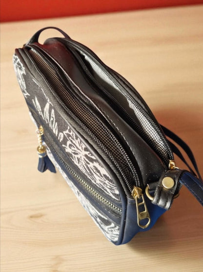 Stylish Black Jacquard Printed Sling Bags for Women – Trendy & Spacious