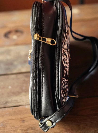 Stylish Black Jacquard Printed Sling Bags for Women – Trendy & Spacious