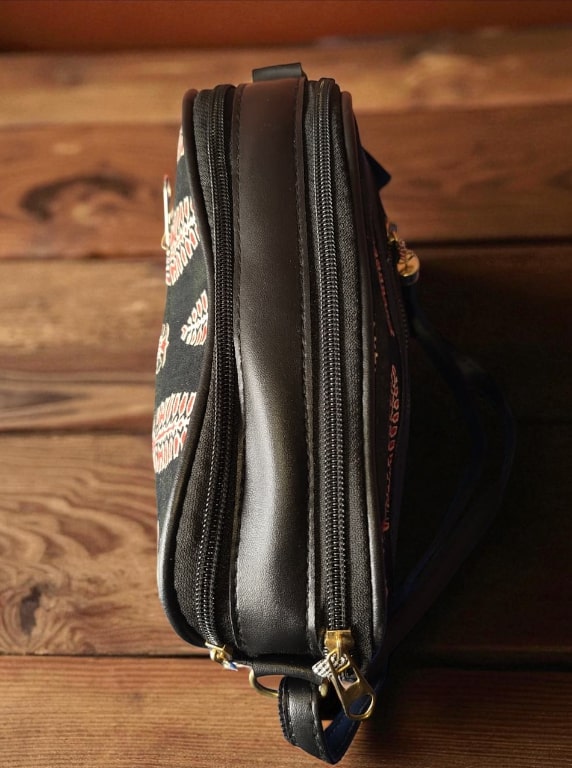 Stylish Black Ikkat Printed Sling Bags for Women – Trendy & Spacious