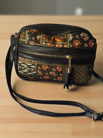 Stylish Green Ikkat Printed Sling Bags for Women – Trendy & Spacious