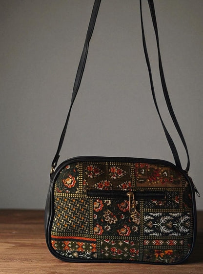 Stylish Green Ikkat Printed Sling Bags for Women – Trendy & Spacious