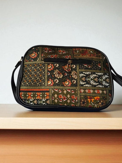 Stylish Green Ikkat Printed Sling Bags for Women – Trendy & Spacious