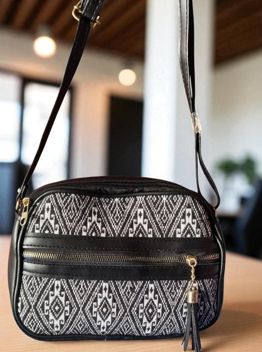 Stylish Black Jacquard Printed Sling Bags for Women – Trendy & Spacious
