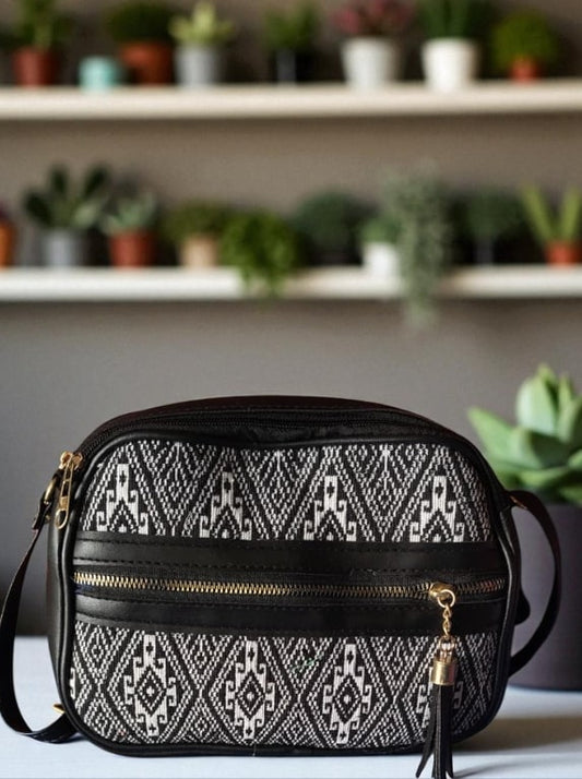 Stylish Black Jacquard Printed Sling Bags for Women – Trendy & Spacious