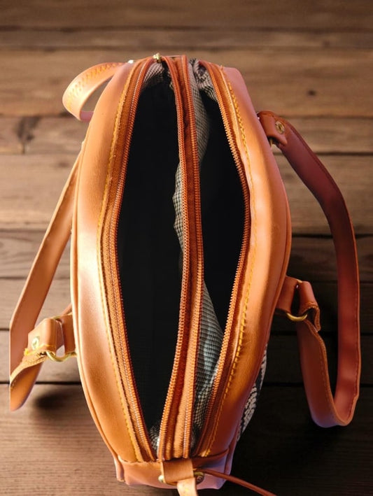 Stylish Brown & Black Woven Sling Bag for Women – Casual & Office Use Handbag with Adjustable Strap