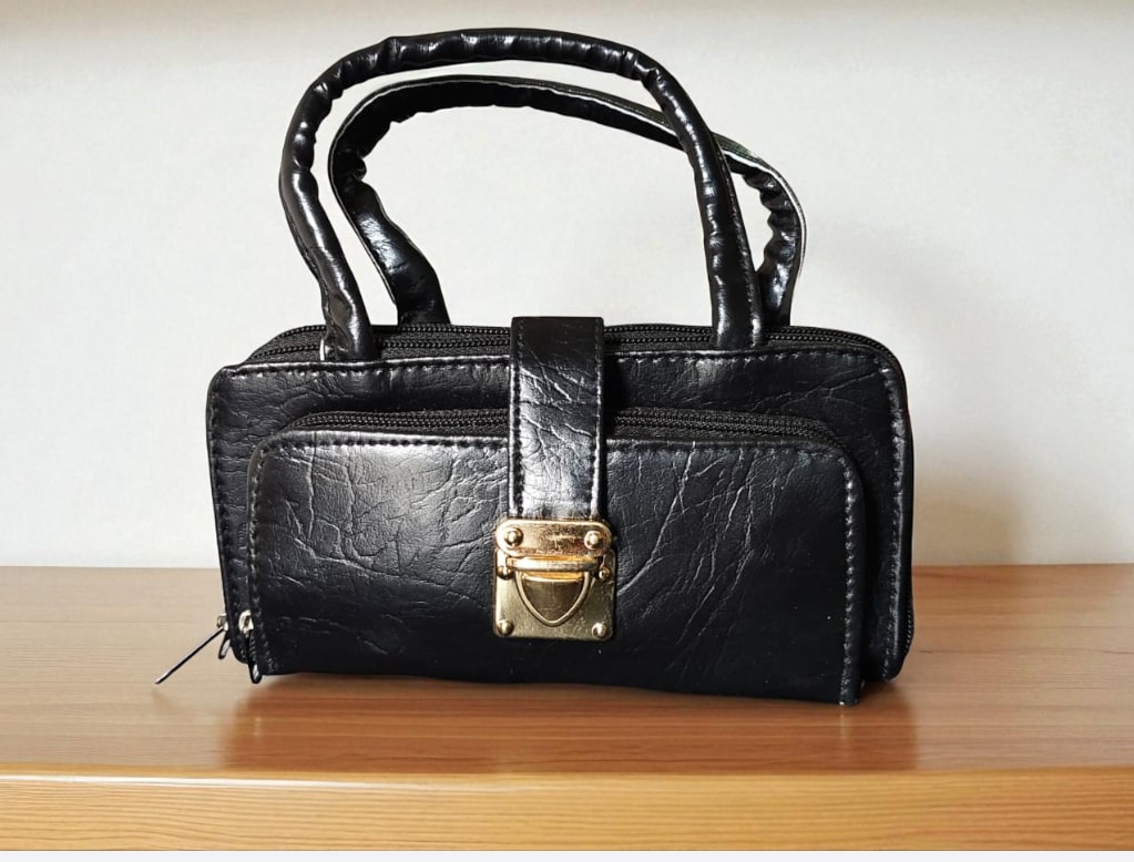Stylish Black PU Leather Handbag for Women – Mini Top Handle Office & Casual Bag