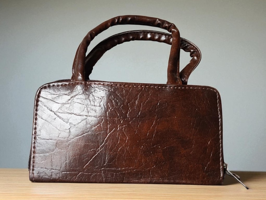 Stylish Brown PU Leather Handbag for Women – Mini Top Handle Office & Casual Bag