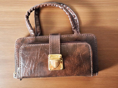 Stylish Brown PU Leather Handbag for Women – Mini Top Handle Office & Casual Bag