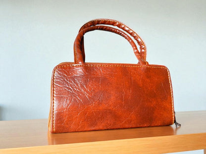 Stylish Tan PU Leather Handbag for Women – Mini Top Handle Office & Casual Bag