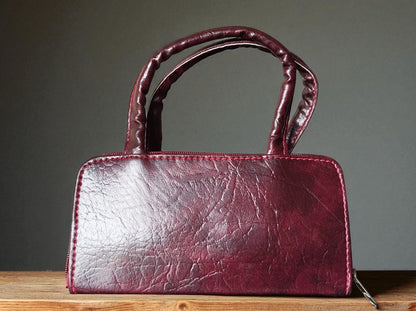 Stylish Maroon PU Leather Handbag for Women – Mini Top Handle Office & Casual Bag