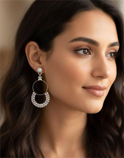 Elegant Crystal Hoop Drop Earrings for Women | Fashion Jewellery Party & Daily Wear-Jewellery-NONO & LULI-NONO & LULI