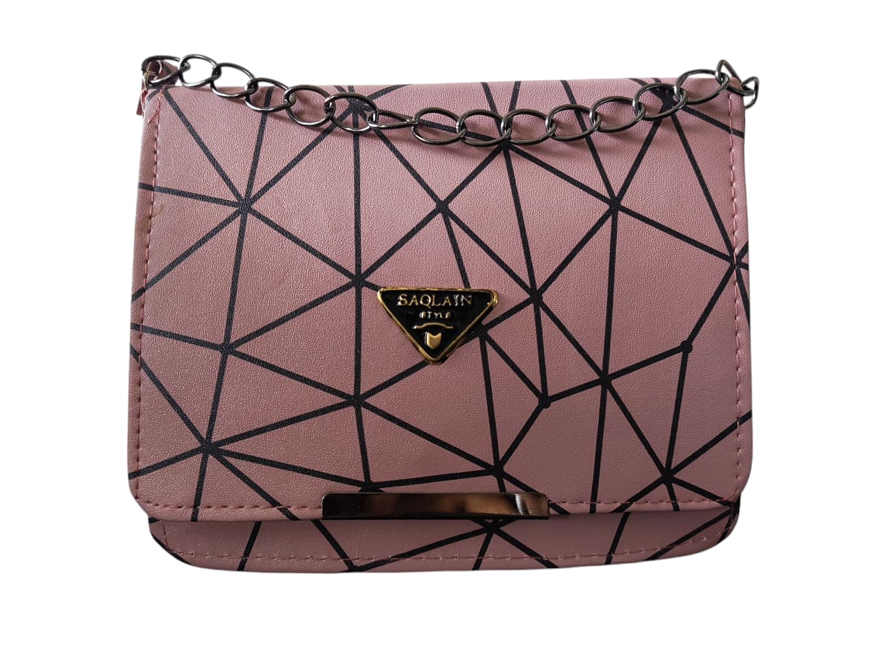 Trendy Geometric Pattern Pink PU Leather Sling Bags for Women & Girls – Stylish Crossbody Shoulder Bag